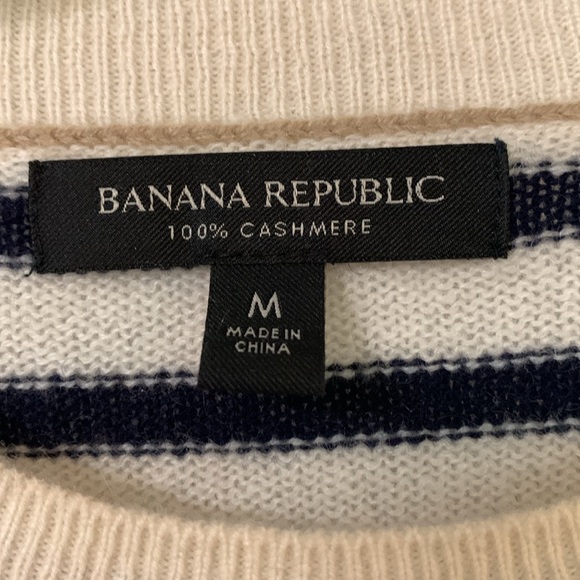 Banana Republic Cashmere Navy & White Striped Sweater - Picture 2 of 7